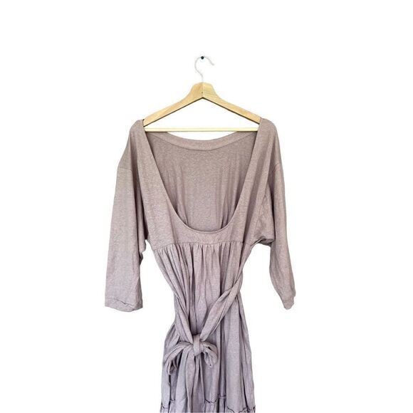 Free People Women's Gray Purple Dropped Shoulder A-Line Tiered Dress Size S NWOT - Picture 6 of 6